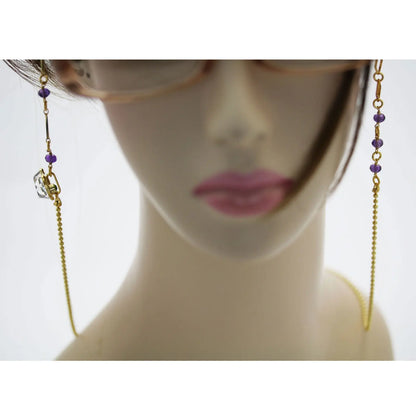 眼鏡チェーン 水面 ブルー アメジスト ゴールド 24k TAMARUSAN