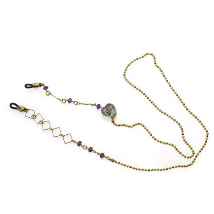 眼鏡チェーン 水面 ブルー アメジスト ゴールド 24k TAMARUSAN