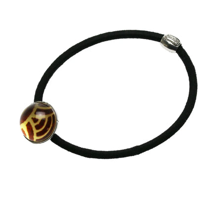 ヘアゴム シルバー925 丸 和柄 青海波 茶色 TAMARUSAN