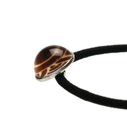 ヘアゴム シルバー925 丸 和柄 青海波 茶色 TAMARUSAN