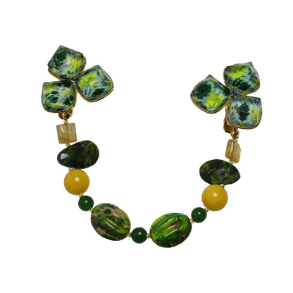 襟飾り 花 黄緑 金 アーガイル TAMARUSAN