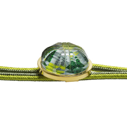 組紐ループタイ 黄緑 24k 金 アーガイル TAMARUSAN