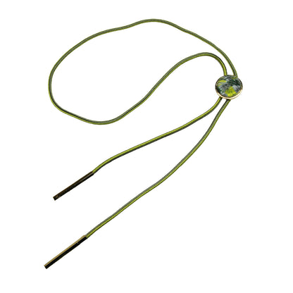 組紐ループタイ 黄緑 24k 金 アーガイル TAMARUSAN