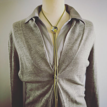 組紐ループタイ 黄緑 24k 金 アーガイル TAMARUSAN