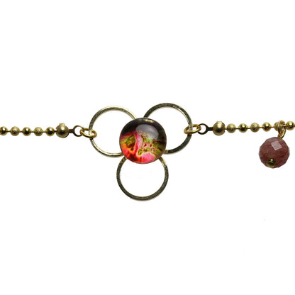 ブレスレット 赤 プラムクォーツ 珊瑚 金 TAMARUSAN