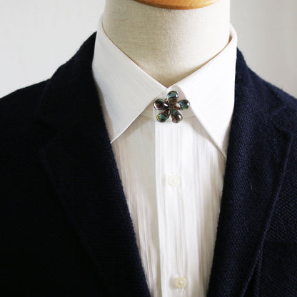 ボタンカバー 花 青 ブローチ TAMARUSAN