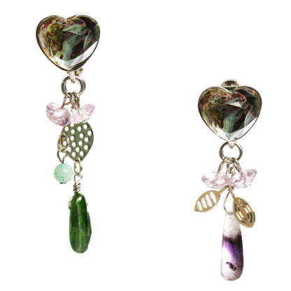 アシンメトリーイヤリング 青 ハート アメジスト TAMARUSAN