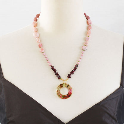 眼鏡ホルダー ネックレス ピンク ガーネット TAMARUSAN