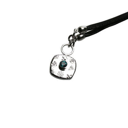 眼鏡ホルダー 革紐 青 2way 男女兼用 TAMARUSAN