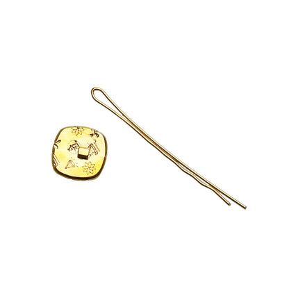 ヘアピン 赤 シンプル 和装 金 高級ヘアピン