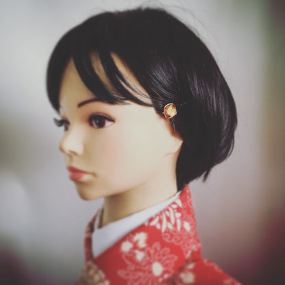 ヘアピン 赤 シンプル 和装 金 高級ヘアピン