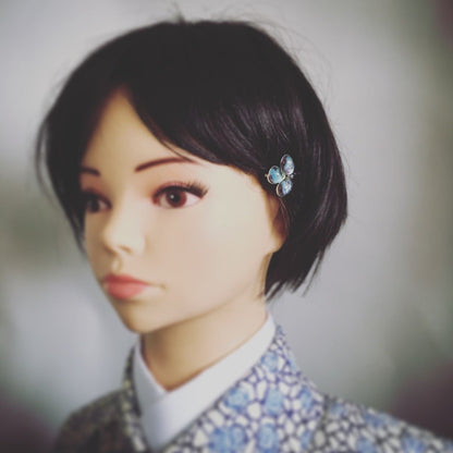 ヘアピン 葉っぱ ブルー 和装 高級 贈り物 TAMARUSAN