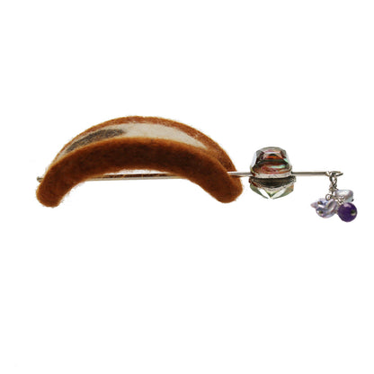 マジェステ かんざしバレッタ ウール ブルー ブラウン TAMARUSAN