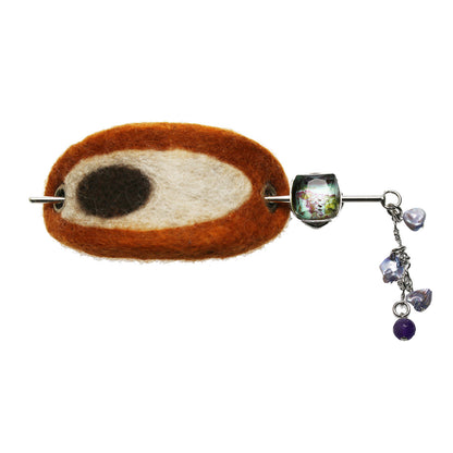 マジェステ かんざしバレッタ ウール ブルー ブラウン TAMARUSAN