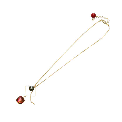 ネックレス 赤 金 シンプル TAMARUSAN
