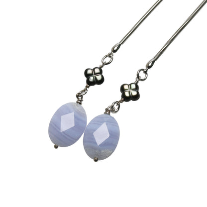 ロングネックレス ループタイ式 青 紫 天然石 TAMARUSAN