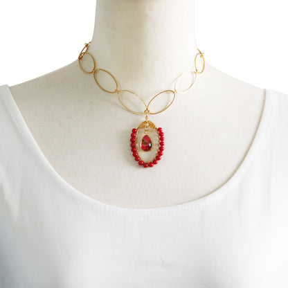 チョーカー 赤 珊瑚 ゴールド TAMARUSAN