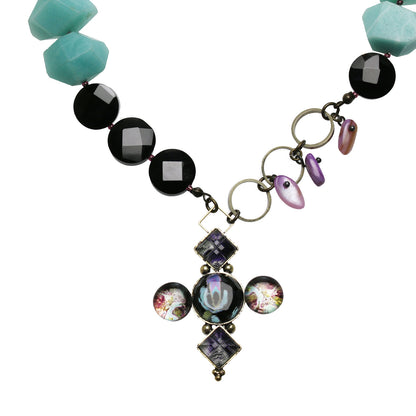 天然石チョーカー 黒 アシンメトリー アマゾナイト TAMARUSAN