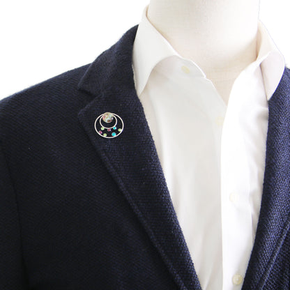 ピンブローチ ラペルピン 青 ラインストーン TAMARUSAN