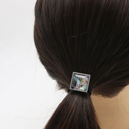 ヘアゴム 青 シンプル 四角 男女兼用 TAMARUSAN