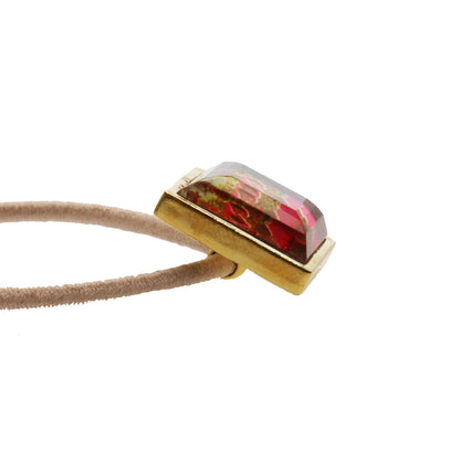 ヘアゴム ピンク 赤 金 四角 高級 TAMARUSAN