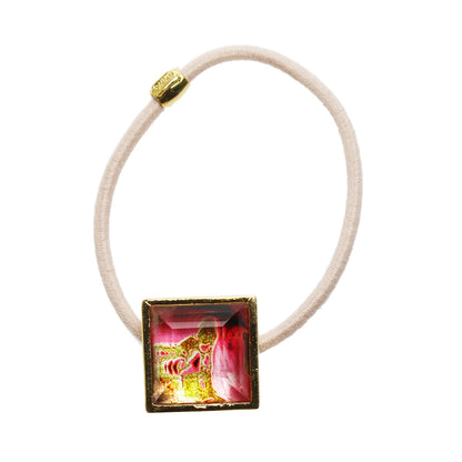 ヘアゴム ピンク 赤 金 四角 高級 TAMARUSAN