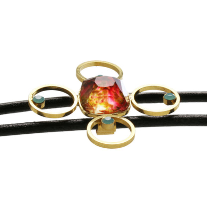 革紐ループタイ 24k 金 赤 男女兼用 TAMARUSAN