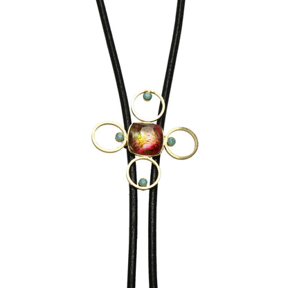 革紐ループタイ 24k 金 赤 男女兼用 TAMARUSAN