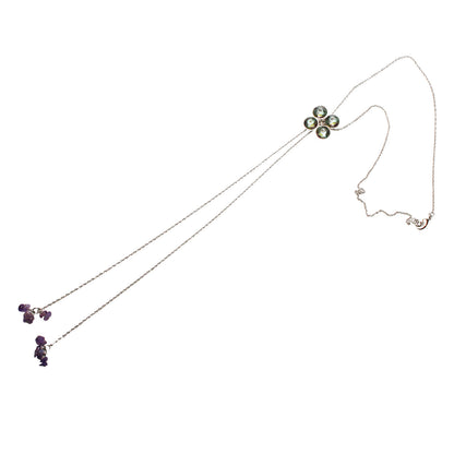 ネックレス ループタイ式 青 花 アメジスト TAMARUSAN