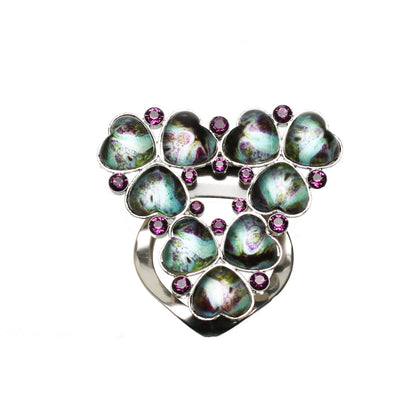 スカーフ留めクリップ 花 青 紫 ハート TAMARUSAN