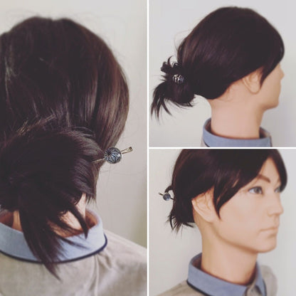 銀製かんざし シルバー925 麻の葉 青 TAMARUSAN