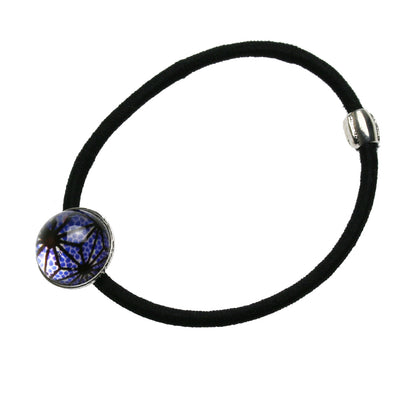 ヘアゴム シルバー 925 麻 シンプル 和柄 青 TAMARUSAN