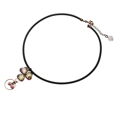 眼鏡ホルダー チョーカー バラの木 ピンク 革紐 TAMARUSAN