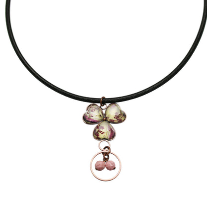 眼鏡ホルダー チョーカー バラの木 ピンク 革紐 TAMARUSAN