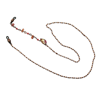 眼鏡チェーン ピンク バラの木 ガーネット TAMARUSAN