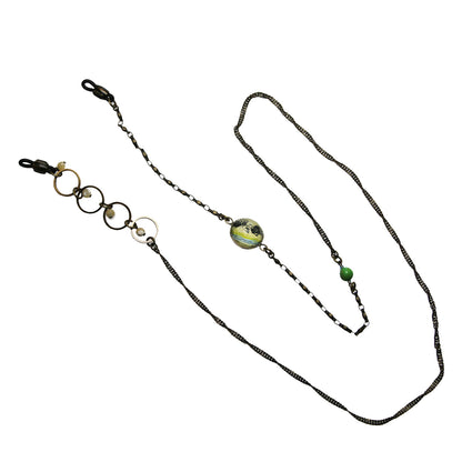 眼鏡チェーン 薔薇 マザーオブパール ターコイズ 黄緑 TAMARUSAN