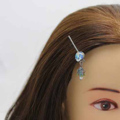 ヘアピン ハート 青 バラ かんざし風 TAMARUSAN