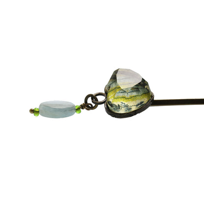 ヘアピン ハート アクアマリン バラ 緑 TAMARUSAN