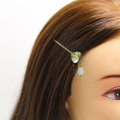 ヘアピン ハート アクアマリン バラ 緑 TAMARUSAN