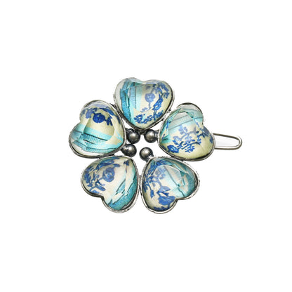 パッチン留めヘアピン 青 バラ 花 贈り物 TAMARUSAN