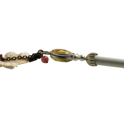 木製かんざし 白 ピンク バラの木 一本挿しかんざし