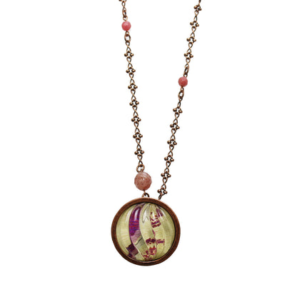 ロングネックレス ロードナイト ピンク バラ アンティーク風 TAMARUSAN