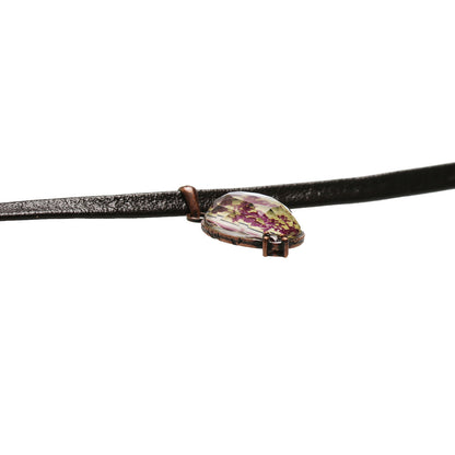 革紐チョーカー バラ ピンク ガーネット チョーカー