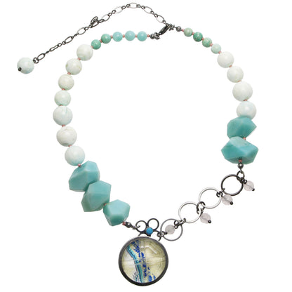 チョーカー 天然石 青 バラの木 アマゾナイト TAMARUSAN