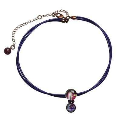 ２連 革紐チョーカー 青 バラ 梅 TAMARUSAN