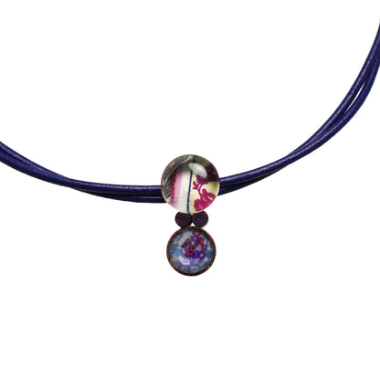 ２連 革紐チョーカー 青 バラ 梅 TAMARUSAN