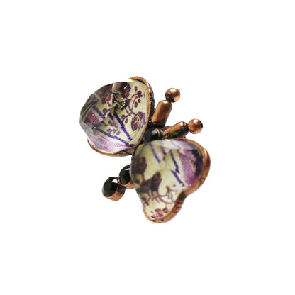 ピンブローチ ピンク 和風 蝶 バラ TAMARUSAN