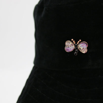 ピンブローチ ピンク 和風 蝶 バラ TAMARUSAN