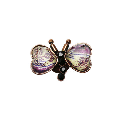 ピンブローチ ピンク 和風 蝶 バラ TAMARUSAN