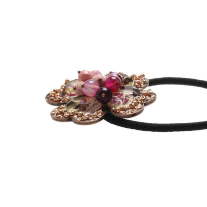 ヘアゴム クローバー 花 ピンク 大ぶり TAMARUSAN